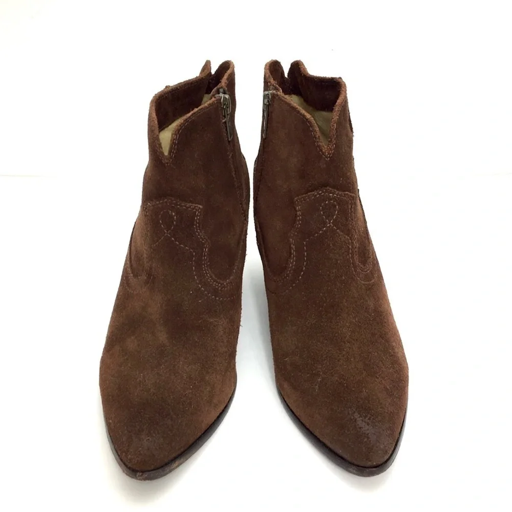 FRYE Western Cowboy Suede Ankle Bootie in Chocolate Brown Size 9 3472064
